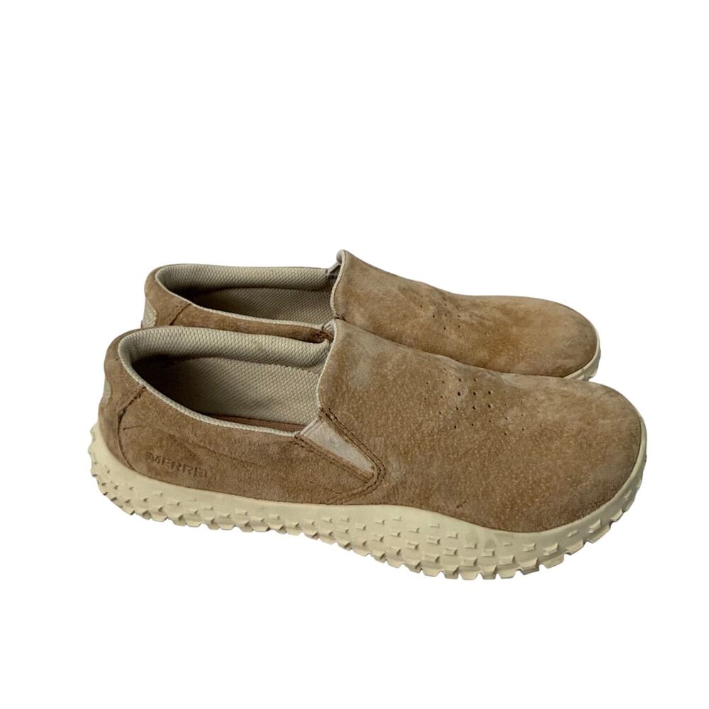 Merrell Wrapt Slip On Shoes Women’s Size 7.5 Barefoot Tan Latte Suede Zero Drop